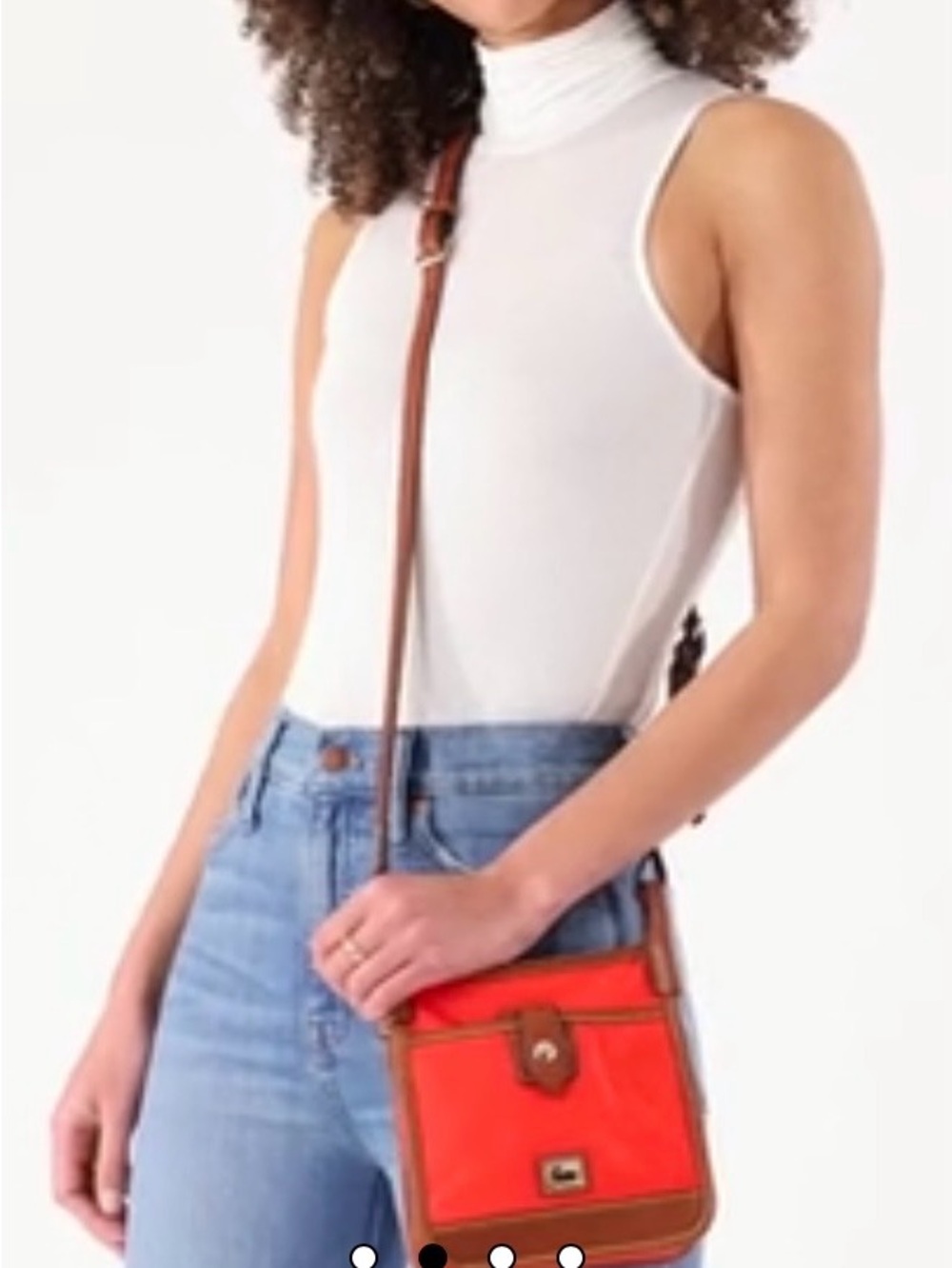 Dooney & Bourke Wayfarer Letter Carrier Nylon & Leather Crossbody bag, Red & Tan - Picture 3 of 17